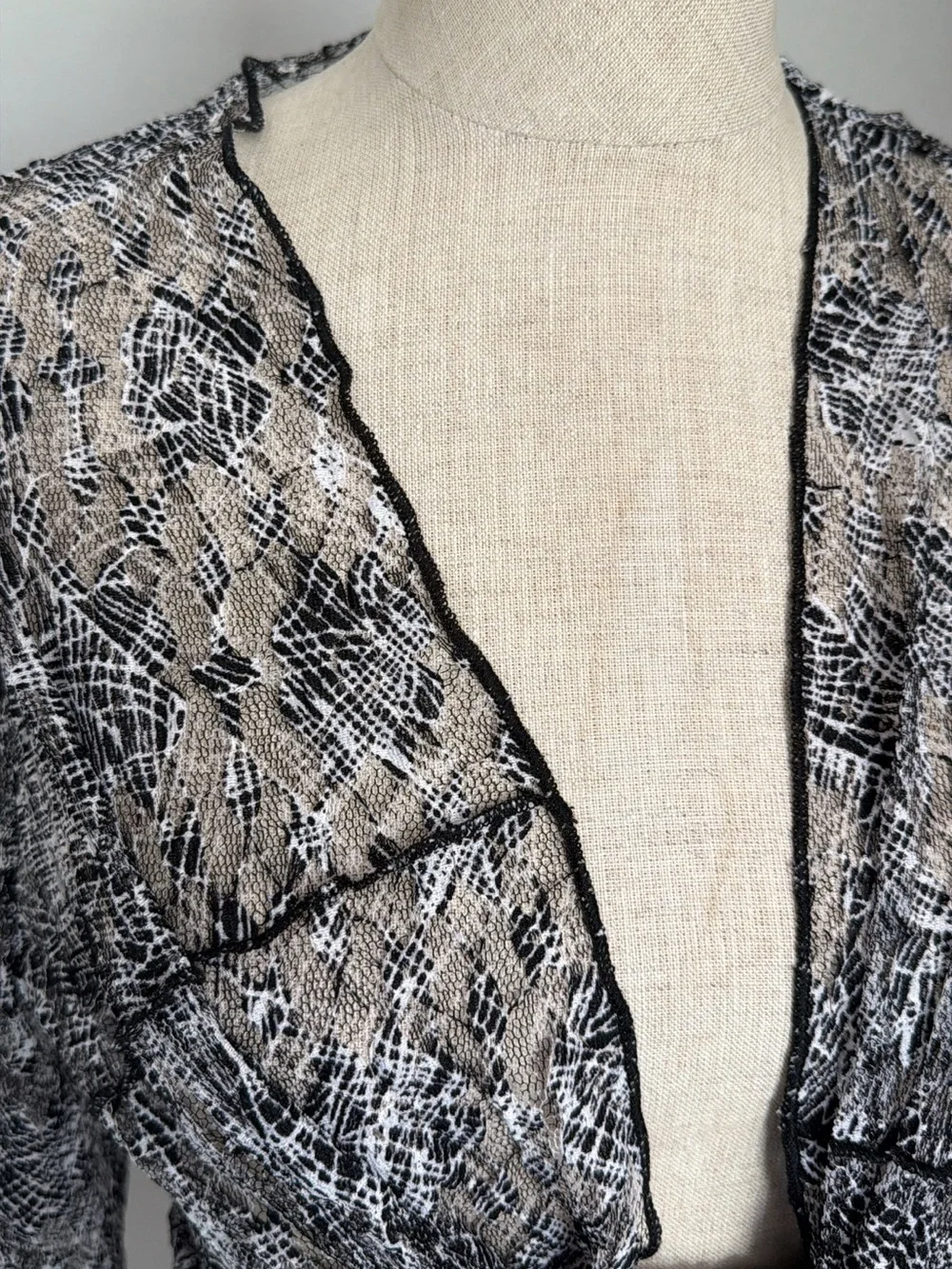 Bali Women's Sheer Chiffon Shawl/Wrap Print Ruffle Accent Black